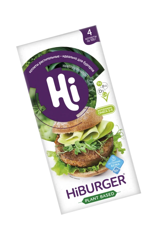 Hiburger Хай бургер растительные котлеты для бургеров 4 шт., 400 г